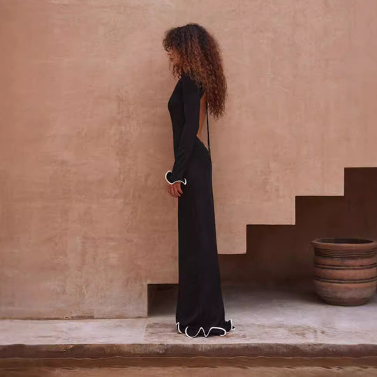 Damen Elegantes Sommerkleid mit raffinierten Ausschnitten und Wellenmuster R&B