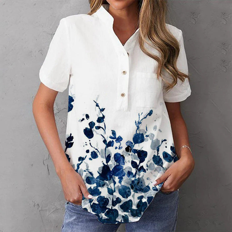 Damen Halbarmbluse mit floralem Stickdesign R&B