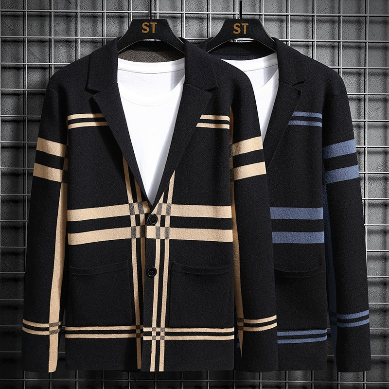 Herren modische Strickjacke mit einzigartigem Karomuster R&B