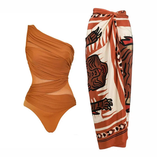 Damen modisches Zweiteiler Bikini-Set mit eleganter Wickelrock R&B