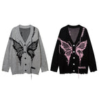 Damen Strickjacke mit kreativem Schmetterlingsdesign und lässigem Schnitt R&B