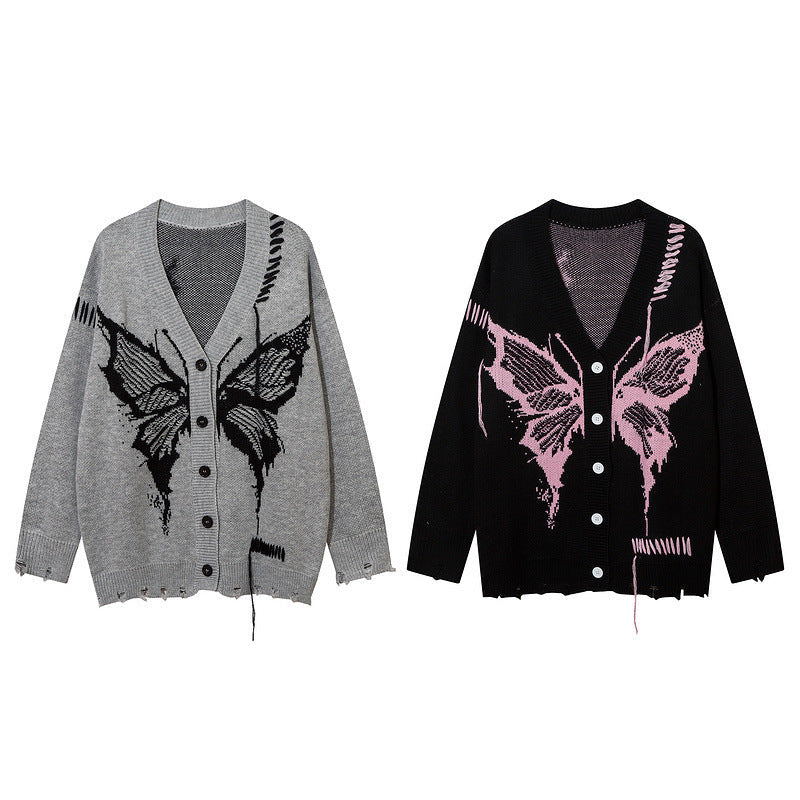 Damen Strickjacke mit kreativem Schmetterlingsdesign und lässigem Schnitt R&B