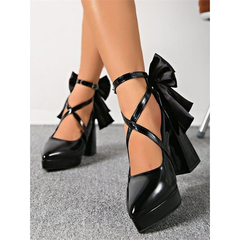 Damen elegante High Heel Schuhe mit Riemen und Schleifenverzierung R&B