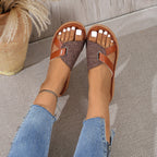 Damen Pantoletten mit modischem Riemendesign und bequemer Sohle R&B
