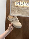 Damen bequeme Clogs mit dekorativem Schnallenverschluss und hochwertigem Veloursleder R&B