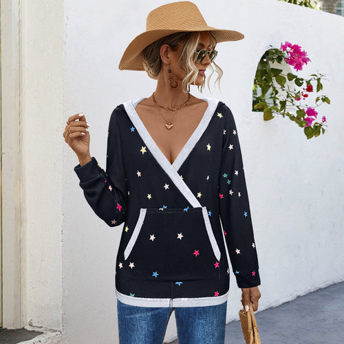 Damen Kapuzensweater mit farbenfrohem Sternemuster R&B