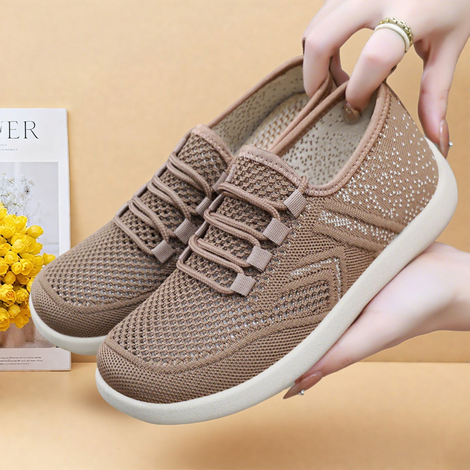 Damen Sportliche Mesh-Sneaker mit flexiblem Sohlenkonzept