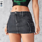 Damen Jeansrock mit angesagtem Used-Look und hohem Taillenbund R&B