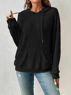 Damen gemütlicher Hoodie mit Rippenstruktur und praktischer Kängurutasche R&B