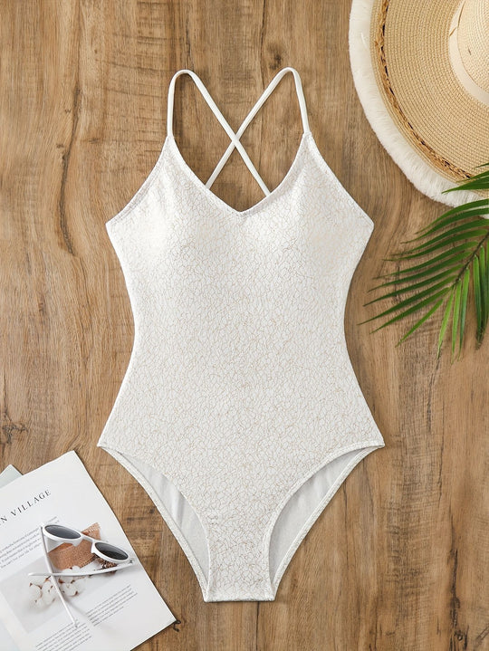 Damen Einteiler Badeanzug mit raffiniertem Kreuzträger-Design R&B
