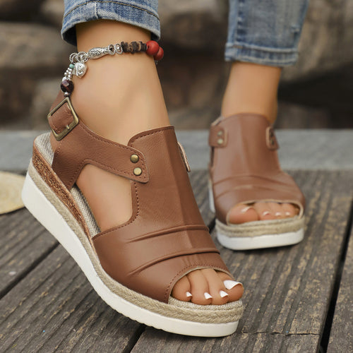Damen Elegante Wedge-Sandalen mit offenen Zehen und modischen Riemen R&B