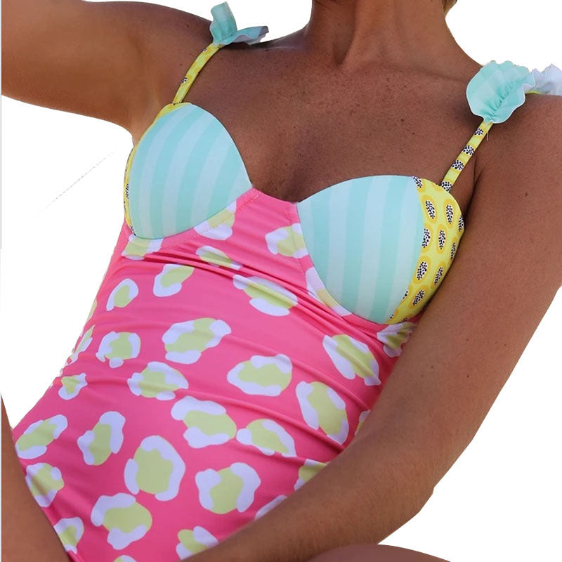 Damen Einteiliger Badeanzug mit floralem Cut-Out-Design und aufregenden Trägerdetails R&B