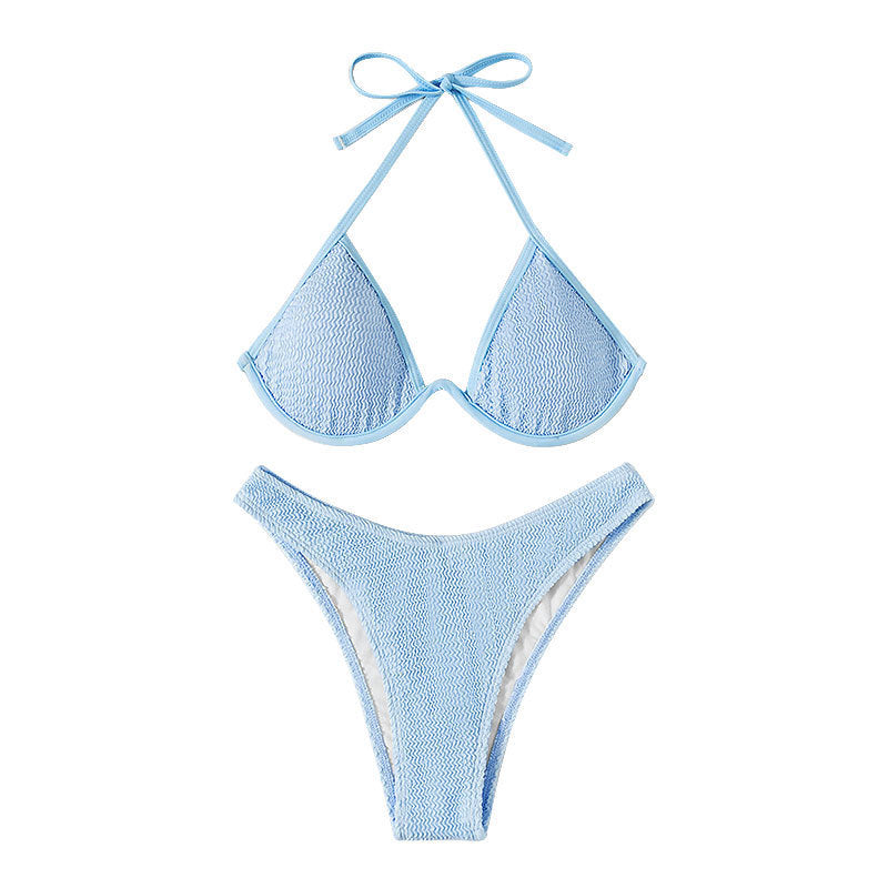Damen Triangel-Bikini mit strukturiertem Oberteil und hoher Taille R&B