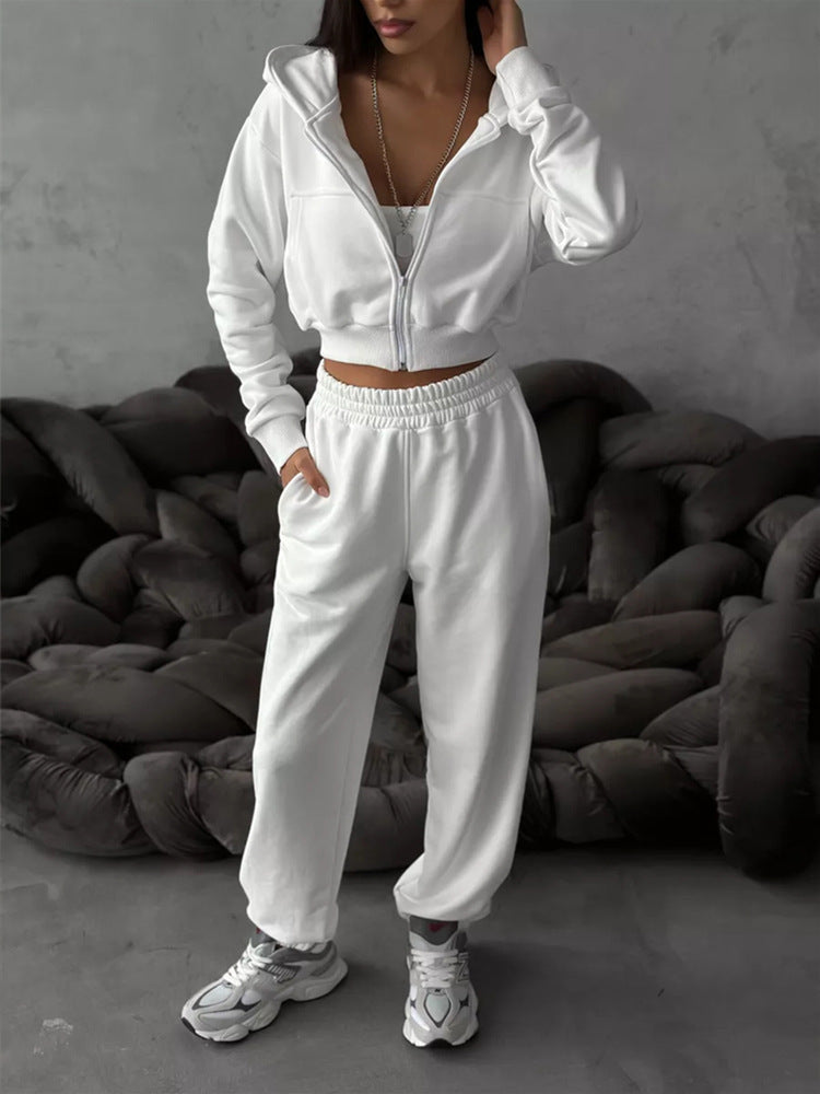 Damen cropped Sportjacke und lockere Jogginghose Set R&B