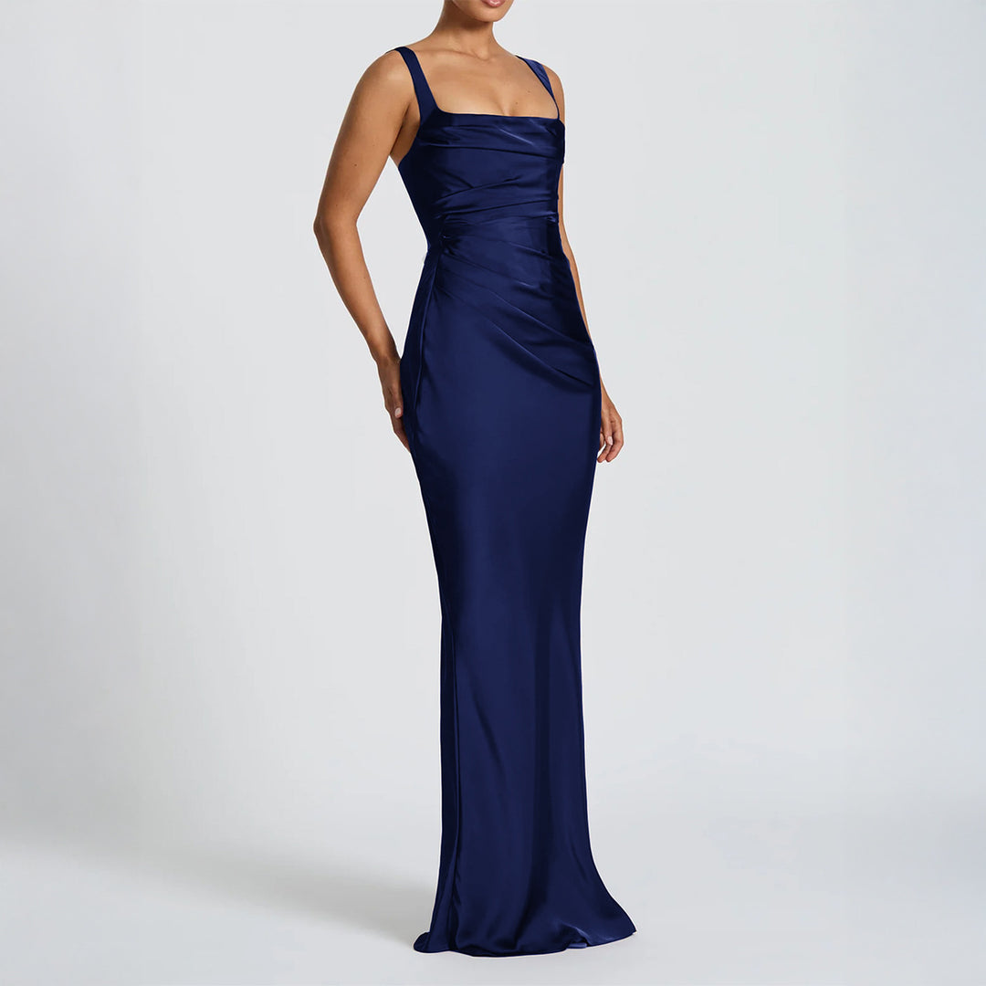 Damen Maxikleid mit elegantem Quadrat-Ausschnitt und figurformendem Design R&B