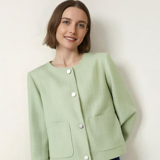 Damen Kurzjacke mit strukturierter Oberfläche und großen Taschen R&B