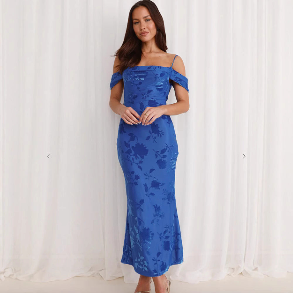 Damen Etuikleid mit romantischen Schulterträgern und floralem Design EB