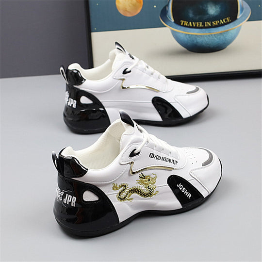 Herren Sneakers im sportlichen Design mit goldenen Akzenten und Drachenstickerei R&B