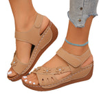 Damen Bunte Sandalen mit floralem Design und verstellbaren Riemen