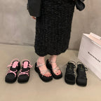 Damen Plattform-Sandalen mit verstellbarem Riemen und elegantem Metallic-Akzent