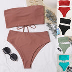 Damen Bandeau-Bikini Set mit hochgeschnittenem Slip R&B
