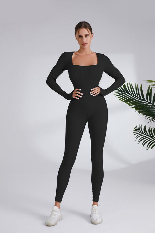 Damen Leggingsanzug mit elegantem Quadrat-Ausschnitt und figurbetonendem Schnitt R&B