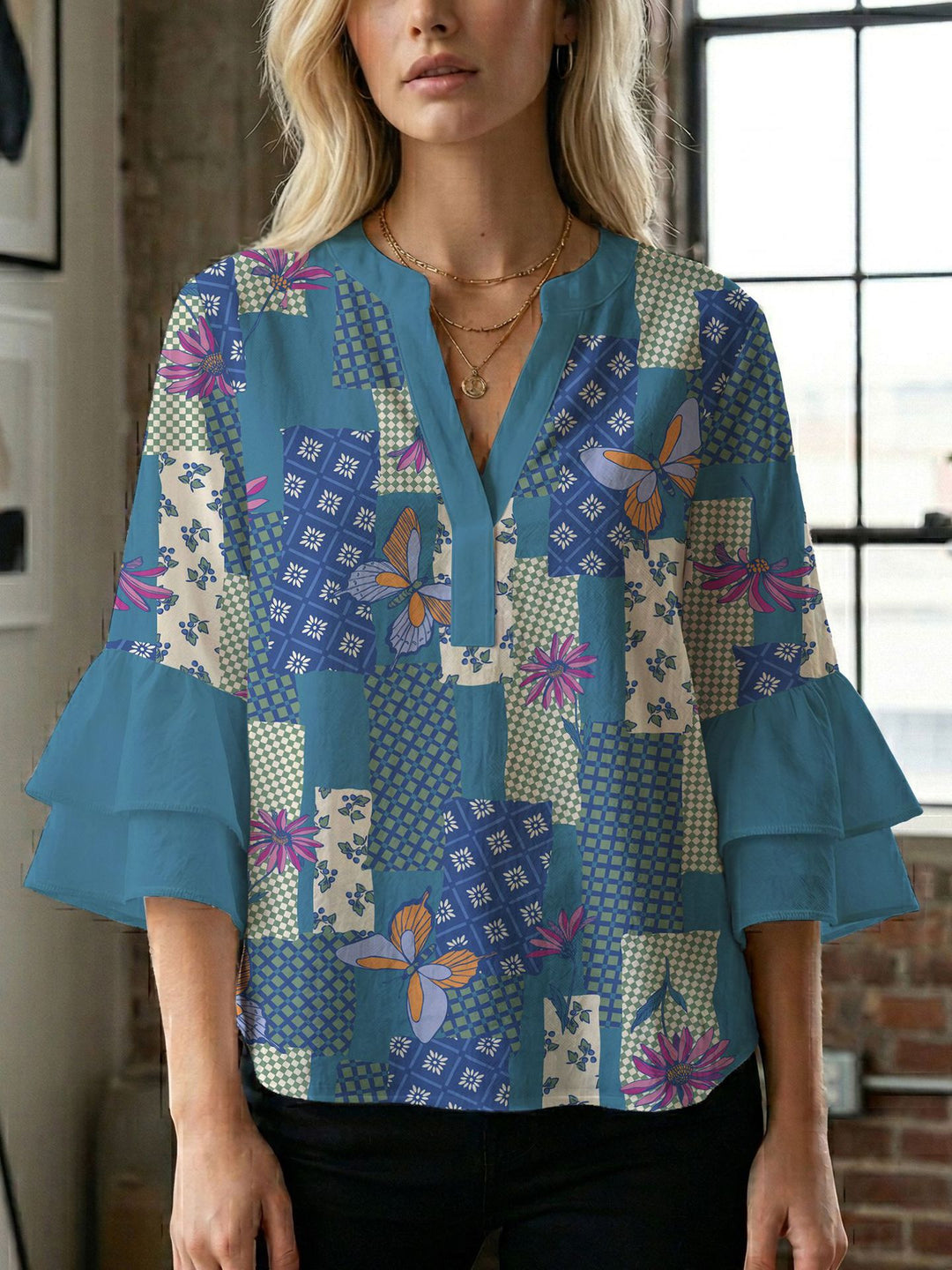 Damen Bluse mit wunderschönen floralem Design R&B