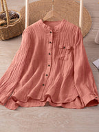 Damen lässige Bluse mit strukturiertem Stoff und Knopfdetail R&B