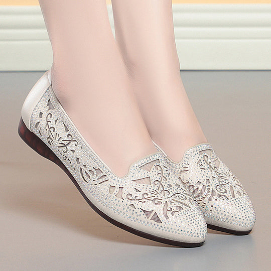Damen Elegante Ballerinas mit filigranem Cut-Out-Design und funkelnden Strassdetails R&B