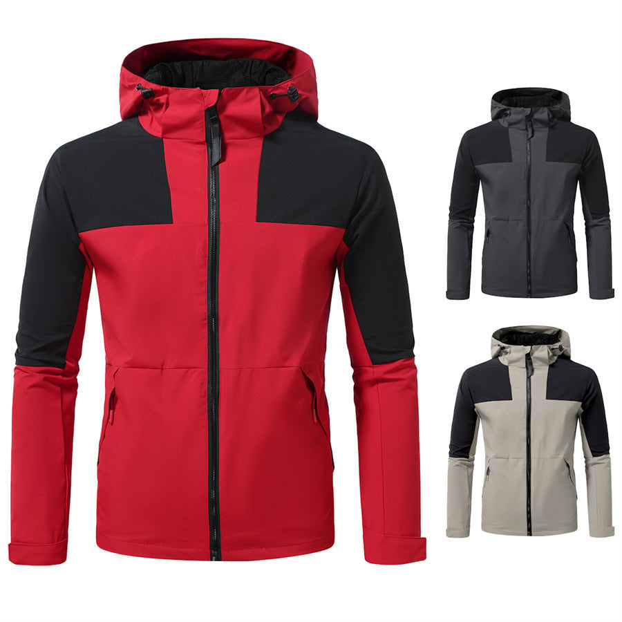 Herren funktionale Outdoor-Jacke mit verstellbarem Kapuzenbereich R&B