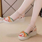 Damen Plateau-Sandalen mit modischem Knotelement und verstellbarem Riemen R&B