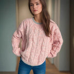 Damen Grobstrickpullover mit einzigartigem Zopfmuster und lässigem Schnitt R&B