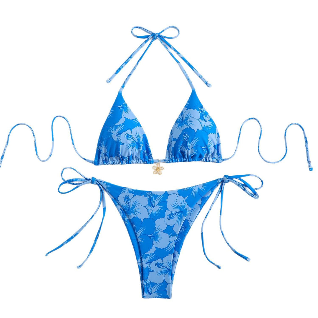 Damen Triangel-Bikini mit floralem Design und verstellbaren Trägern R&B