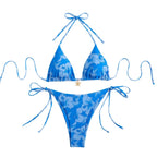 Damen Triangel-Bikini mit floralem Design und verstellbaren Trägern R&B