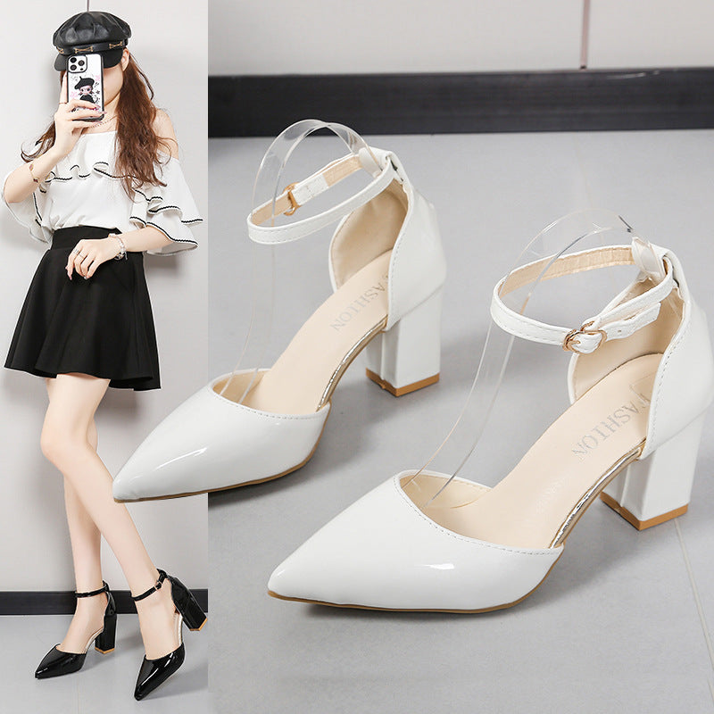 Damen elegante High-Heels mit transparentem Riemen und Blockabsatz R&B