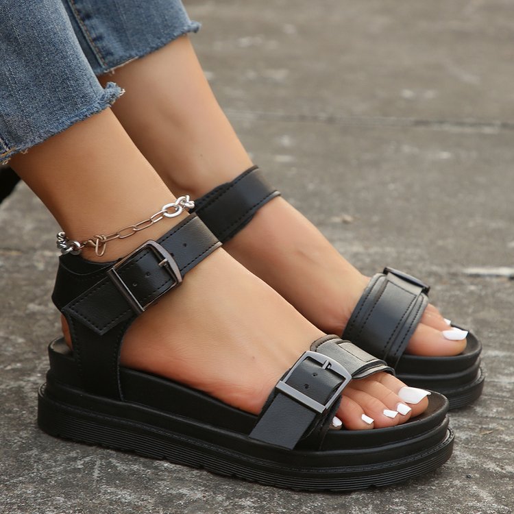 Damen Plattform-Sandalen mit verstellbaren Schnallen R&B