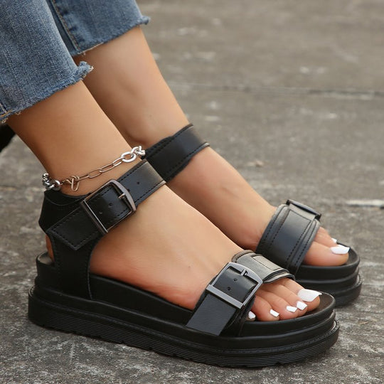 Damen Plattform-Sandalen mit verstellbaren Schnallen R&B