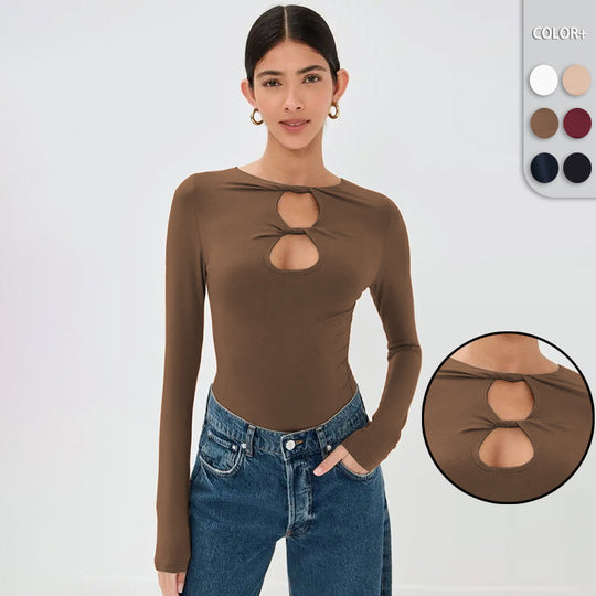 Damen Langarm Oberteil mit raffinierten Cut-Outs und eleganten Details R&B