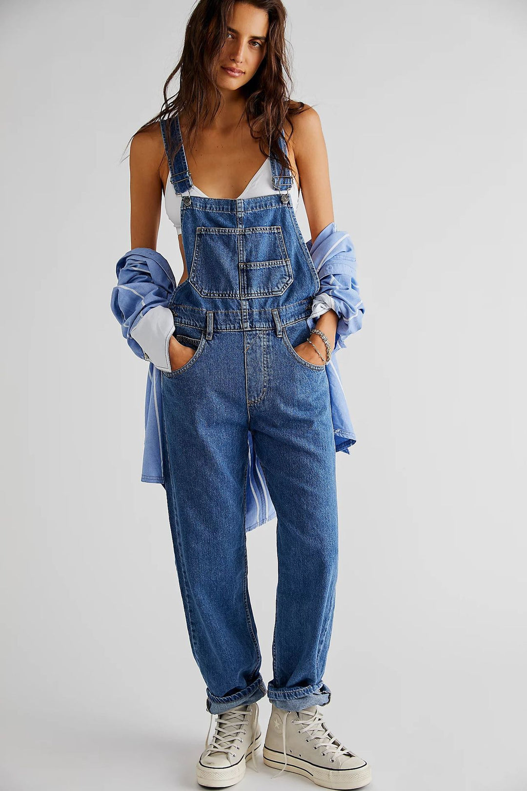 Damen Latzhose im lässigen Schnitt mit trendigen Details R&B