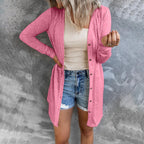 Damen Longline Cardigan mit umfassendem Knopfverschluss und elegantem Schnitt R&B