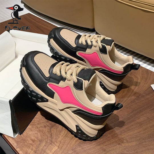 Damen Sportliche Chunky Sneakers mit atmungsaktiver Oberflächenstruktur und rutschfester Sohle R&B