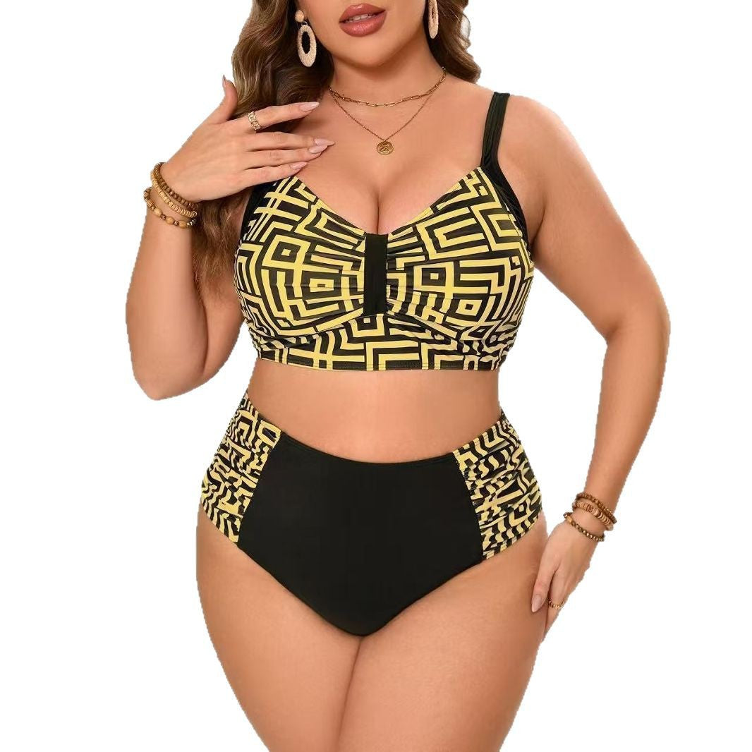 Damen Zweiteiliges Bikini-Set mit modernem geometrischem Design R&B
