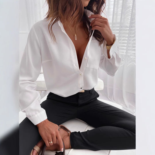 Damen Langarmbluse mit modernem Streifenmuster und eleganter Knopfleiste R&B