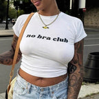 Damen T-Shirt mit frechem Schriftzug und figurbetontem Schnitt R&B