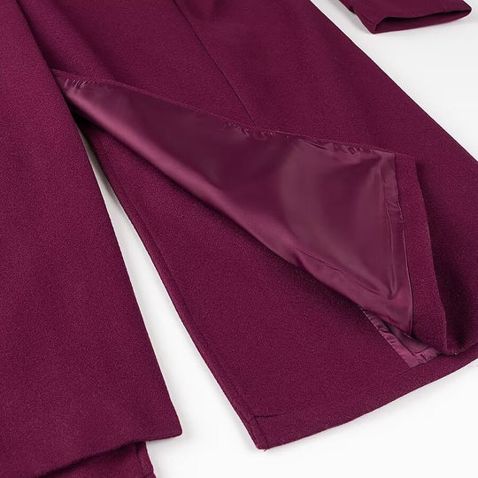 Damen eleganter und lässiger Langmantel mit doppelter Knopfreihe R&B