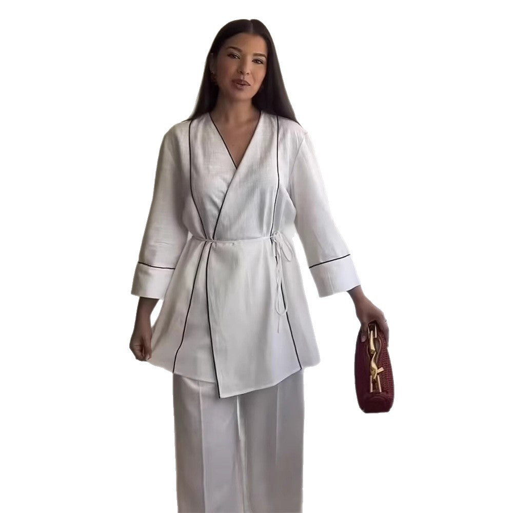 Damen modische Wickeljacke mit eleganten Details R&B
