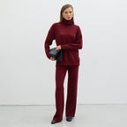 Damen Modisches Strickensemble mit hohem Kragen und weitem Schnitt R&B