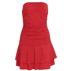 Damen figurbetontes Neckholderkleid mit steigendem Saum R&B