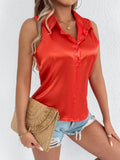 Damen Elegante Satin-Bluse mit Kragen R&B