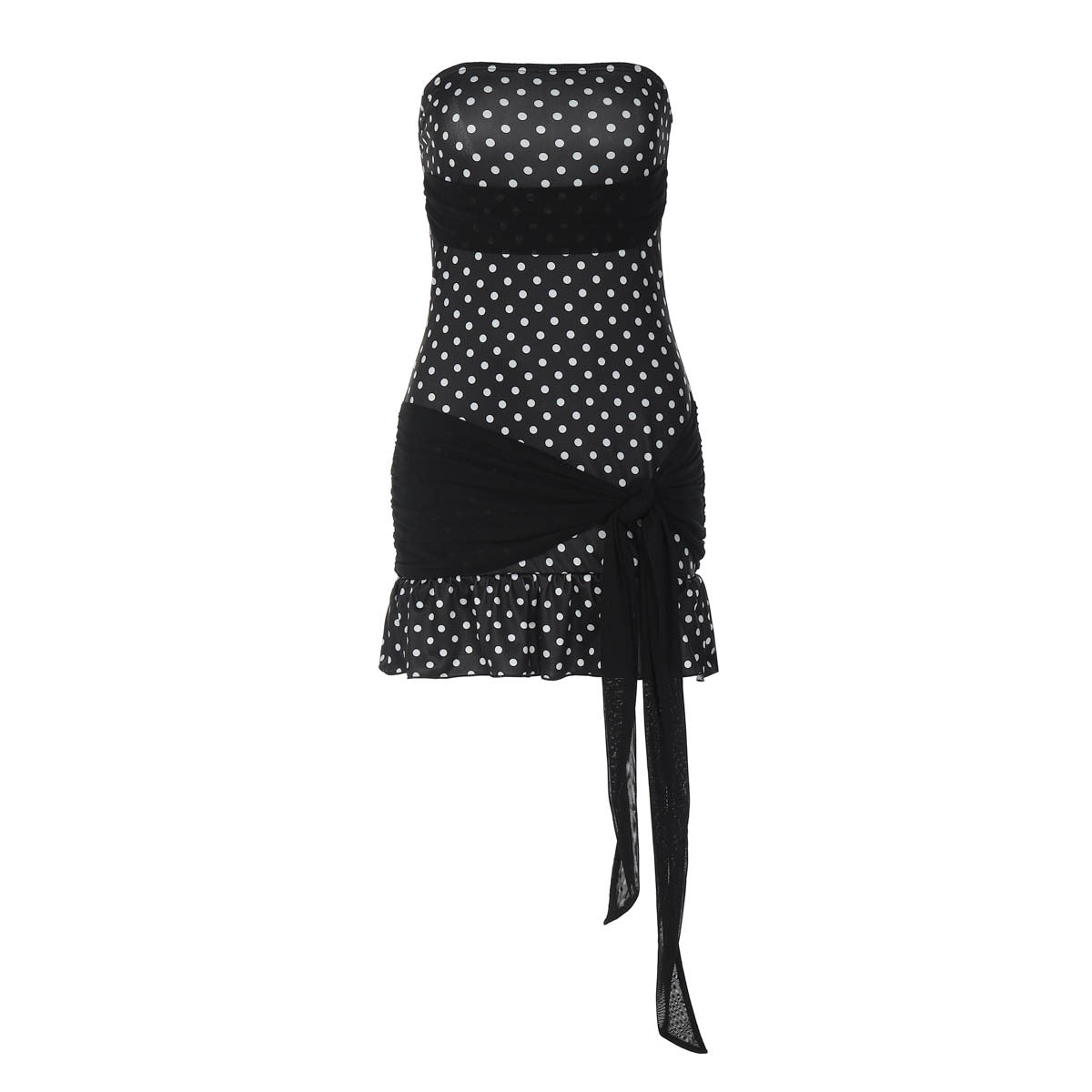 Damen Figurnahes Polka-Dot Kleid mit verspieltem Wickel-Design R&B